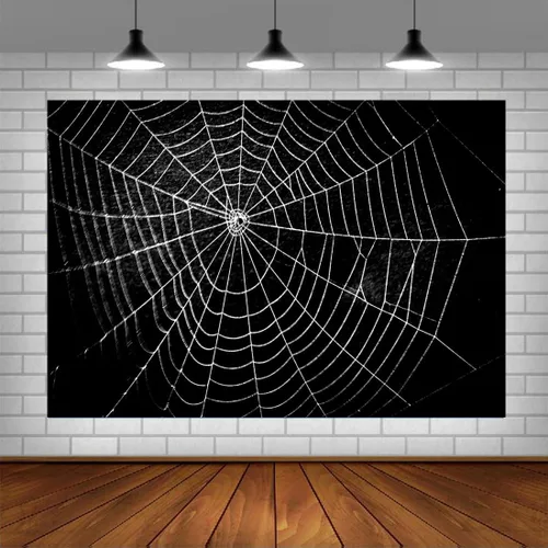 Lofaris Telón de fondo de tela de araña de Halloween, color negro, horrible cumpleaños, baby shower, fiesta nupcial, decoraciones espeluznantes,