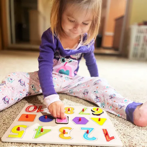Miniatura 8 de Paquete de 7 rompecabezas de madera para niños de 2, 3, 4, 5 años, 7 coloridos rompecabezas de madera gruesa para niños de 2 a 5 años, números