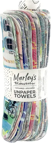 Miniatura 26 de Marley's Monsters Toallas sin papel - Rollo de 12 unidades, Toallas de papel reutilizables sin papel, de algodón, libres de árboles (Crepúsculo)
