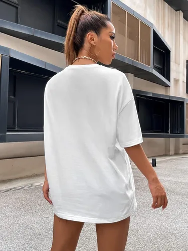 Miniatura 2 de Verdusa Camiseta de manga corta con estampado de letras para mujer