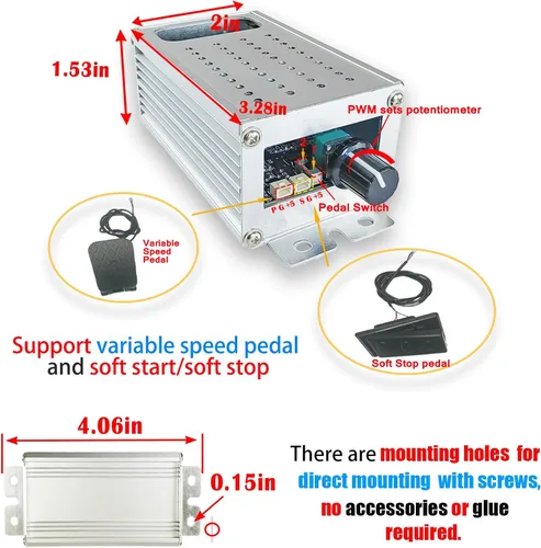 Miniatura 2 de Controlador de velocidad de motor CC con arranque suave/parada suave, velocidad variable, protección recuperable contra sobrecorriente, control