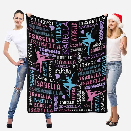 Miniatura 3 de InterestPrint Mantas personalizadas para niños con nombres, manta suave de ballet con nombre personalizado para niña y mujer