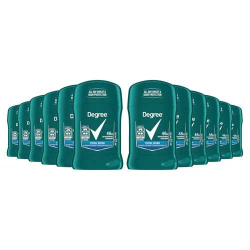Degree Original Protection - Desodorante antitranspirante Cool Rush, paquete de 12 antitranspirantes de protección contra el sudor y el olor de 48