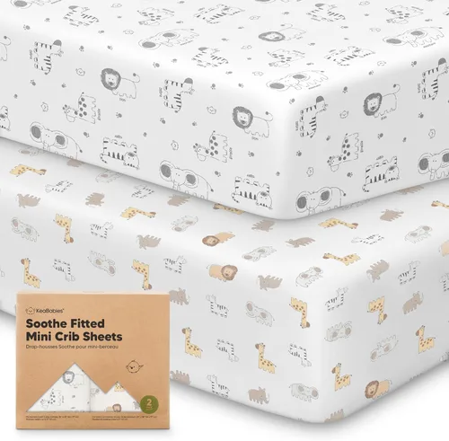 Miniatura 14 de 2 paquetes de sábanas ajustadas para mini cuna - 38x26 sábanas Pack N Play para colchón Pack and Play, algodón orgánico, ropa de cama transpirable