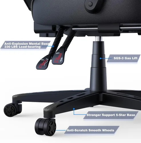 Miniatura 6 de ELECWISH Sillas de juego para adultos, respaldo alto, giratorias, reclinables, ergonómicas, para videojuegos, reposacabezas y soporte lumbar, silla