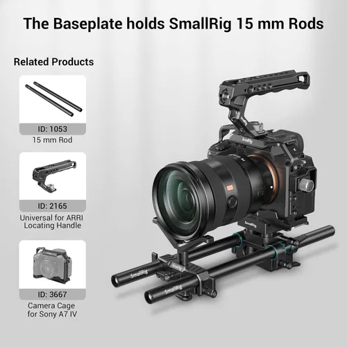 Miniatura 6 de SMALLRIG Sistema universal de soporte de riel de 0.591 in con abrazadera de varilla de 0.591 in y placa de liberación rápida - 2272