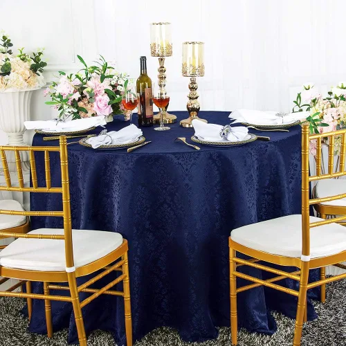 Miniatura 6 de Manteles redondos de poliéster damasco de jacquard marqués de 90 pulgadas para restaurante, cocina, comedor, boda, fiesta, banquete, eventos
