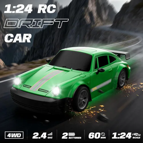 Miniatura 2 de Coche RC Drift, Coche de Control Remoto a Escala 1:24 con Luces LED, Coches RC de Alta Velocidad 20KM/H 4WD, Coche de Juguete de Carreras y Derrapes