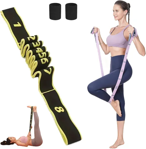 Miniatura 9 de Banda de resistencia para fitness, banda de resistencia numerada para estiramiento y yoga, equipo de entrenamiento de cuerpo completo para gimnasio