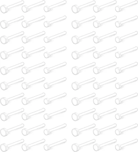 Miniatura 5 de Ruifan Anillo de hueso de nariz transparente de 22G Bioflex, retenedor para el cuerpo, joyería para el cuerpo, parte superior plana de 0.079 in