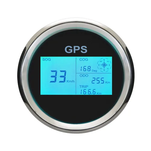 ELING 3 3/8 "3.346 in Digital GPS Velocímetro LCD Medidor de Velocidad del Curso Kilometraje Ajustable 7 Retroiluminaciones para Barco Moto de Nieve