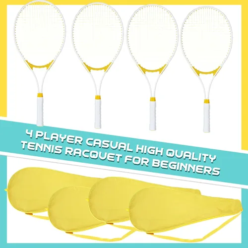 Miniatura 2 de Liliful 4 raquetas de tenis para adultos recreativas para 4 jugadores, raquetas de tenis de 27 pulgadas, raquetas de tenis ligeras a granel