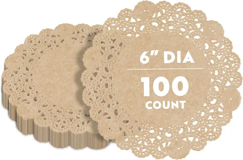 Miniatura 55 de Restaurantware Pastry Tek Blondas de Encaje de 4 x 4 Pulgadas 100 Vajilla Decorativa - Blondas de Mesa Desechables Redondas de Papel Negro