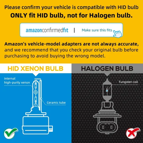 Miniatura 3 de Sinoparcel Bombilla HID de xenón D1S/D1R para faros delanteros – 8000 K 35 W haz alto y bajo 66144 66140 85140 85415, etc. Luces de repuesto