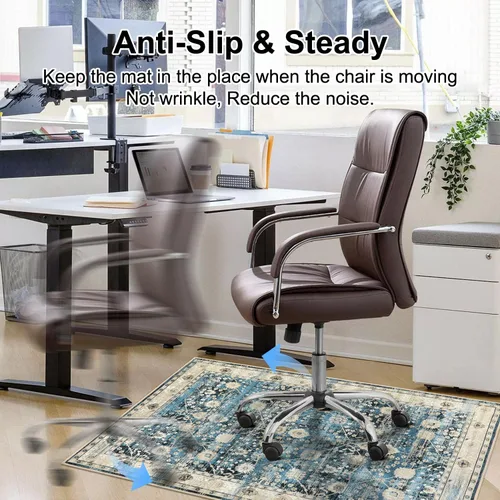 Miniatura 5 de Anidaroel Tapete para silla de oficina en casa para suelo de madera, 48 x 60 pulgadas, protector de alfombra para silla de oficina para silla Azul