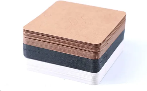 Miniatura 5 de Broche de papel kraft de 100 piezas, tarjetas con broche cuadrado, soporte para exhibir tarjetas, aretes marrones, etiqueta para vender joyas