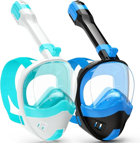Miniatura 7 de Full Face Snorkel Mask, Snorkeling Gear for Adults Kids with Latest Dry Top Breathing System and Detachable Camera Mount, with 180 Degree Panoramic