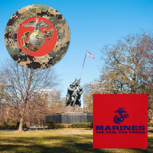 Miniatura 6 de ¡Fiesta de los Marines de los Estados Unidos para 16 invitados! Incluye 16 platos de 7 pulgadas y servilletas de almuerzo con el camuflaje, logotipo