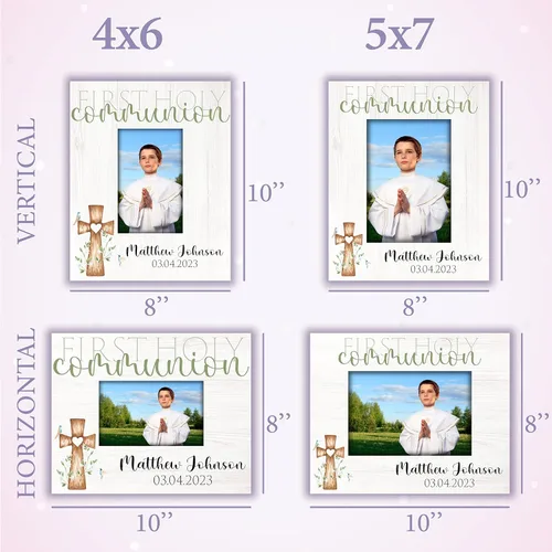 Miniatura 5 de Regalos de primera comunión para niños y niñas, marco de fotos personalizado de la primera comunión con nombre y fecha, 2 orientaciones para fotos