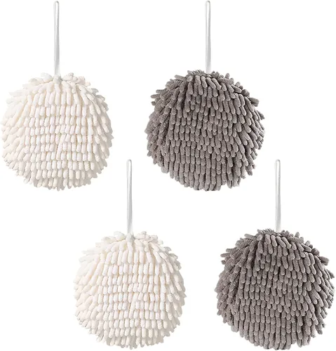 Miniatura 7 de Paquete de 2 toallas de mano colgantes de chenilla, toallas de mano de microfibra súper absorbentes, toallas de mano de felpa suave de secado rápido