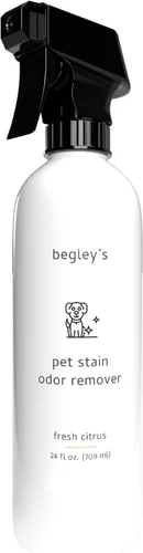 Begley's Removedor de manchas y olores de mascotas, eliminador de olores de mascotas para el hogar, limpiador enzimático de orina de mascotas,
