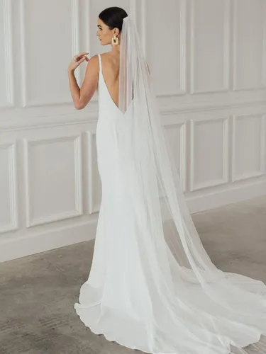 Latious Velo de novia de 1 nivel, velo de novia largo blanco catedral, velos de tul con peine, velos simples para mujeres y novias (1 blanco)