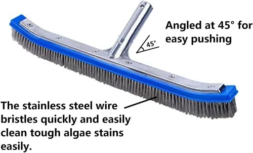 Miniatura 4 de Cepillo de piscina para limpiar paredes de piscina, azulejos y suelos, cepillo de cerdas de alambre de acero inoxidable de aluminio resistente de 18