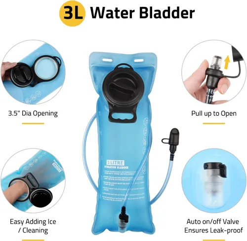 Miniatura 3 de CVLIFE Paquete de hidratación táctica de 3 litros, bolsa de agua ligera con vejiga para hombres y mujeres, mochila Molle resistente para senderismo