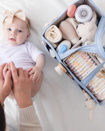 Miniatura 6 de Lily Miles Organizador de pañales para bebé, Organizador de almacenamiento de guardería acolchado para artículos esenciales de recién nacidos
