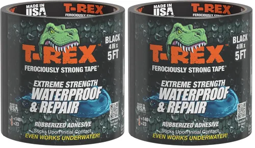 Miniatura 10 de T-REX Cinta impermeable para superficies húmedas o ásperas / sucias, incluyendo bajo el agua, fugas, reparación de mangueras y más, color negro, 1