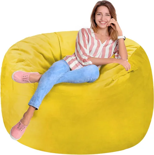 Miniatura 6 de Homguava - Sillón puff de 3 pies Sillón estilo puff grande de 3 pulgadas con relleno de espuma viscoelástica, sofá suave con funda de terciopelo