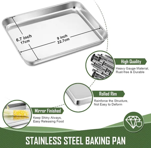 Miniatura 2 de Joyfair - Bandeja para hornear de 9 pulgadas con estante de enfriamiento, bandejas para horno tostador de acero inoxidable con rejillas de rejilla