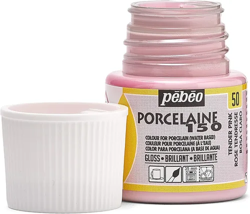 Miniatura 2 de Pebeo Porcelaine 150, pintura de porcelana, botella de 1.5 fl oz, color rosa tierno