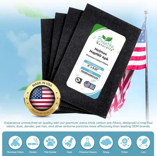 Miniatura 2 de Breathe Naturally - Filtro de carbono HEPA Hapf600 para purificadores de aire Holmes - Filtros de filtro de aire de carbono de alta eficiencia