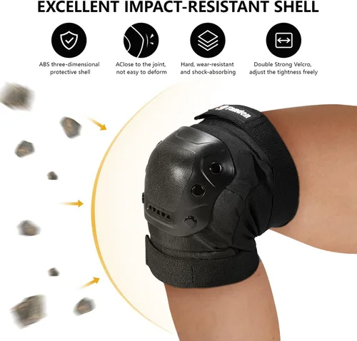 Miniatura 4 de Tanden Equipo de Protección para Patineta, Juego de Almohadillas para Rodillas y Codos, Almohadillas para Codos y Rodillas para Patinaje sobre Negro