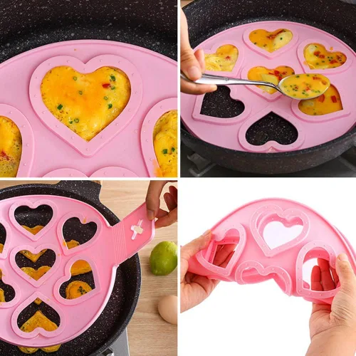 Miniatura 8 de Moldes antiadherentes para panqueques, molde de silicona para huevos fritos, reutilizable, para hacer panqueques, anillo de huevo, herramientas
