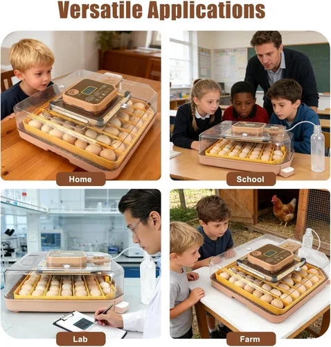 Miniatura 9 de Incubadora de 48 Huevos con Giro Automático y Control de Humedad Incubadora Digital de Aves de Corral para Huevos de Pollo, Pato, Codorniz, Ideal