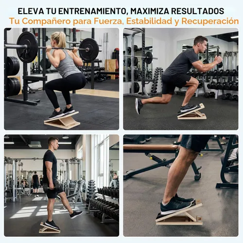 Miniatura 6 de Tabla inclinada TEMI para estiramiento de pantorrilla - Cuña inclinada de madera para sentadillas, movilidad de pie y tobillo, equipo de fitness