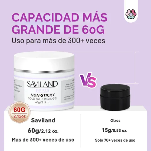 Miniatura 3 de SAVILAND Gel Constructor Sólido para Uñas - 60 g de Gran Capacidad, Geles de Uñas 3D, Gel Escultórico para Arte, No Pegajoso, Adhesivo para Tallado