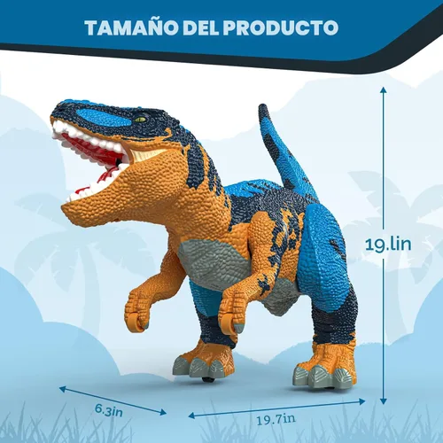 Miniatura 2 de Juguetes grandes de dinosaurio para niños de 3 a 9 años, figura de dinosaurio grande Tyrannosaurus rex, juguete para almacenamiento de vientre, Azul