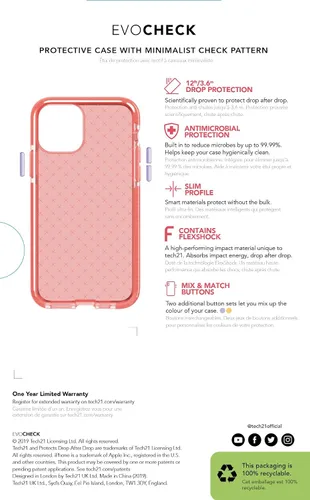 Miniatura 20 de tech21 Evo Check - Funda para Apple iPhone Coral