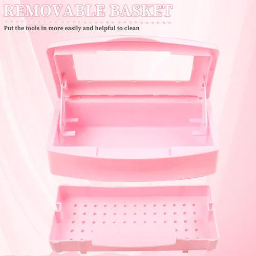 Miniatura 2 de Caja esterilizadora de herramientas de uñas, bandeja de esterilización de plástico, caja de esterilización de plástico organizador de almacenamiento