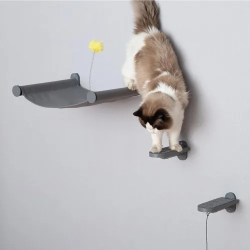 Miniatura 3 de SVD.PET Escalones de pared para gatos (paquete de 2), escaleras para subir con almohadilla de fieltro reemplazable, estantes para gatos con juguete