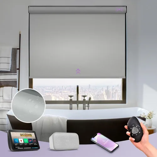 Miniatura 11 de Graywind Persiana Enrollable Motorizada 100% Opaca Compatible con Alexa Google Control Remoto Inteligente Persianas Recargables con Batería Motor