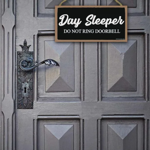 Miniatura 7 de Honey Dew Gifts Day Sleeper Do Not Ring Doorbell - Letreros colgantes de puerta de 5 x 10 pulgadas, arte de pared, letrero decorativo de madera