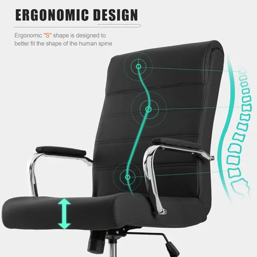 Miniatura 5 de Silla de escritorio de oficina, sillas modernas de cuero para sala de conferencias, silla ergonómica de respaldo alto, silla ejecutiva giratoria