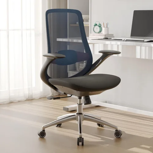 Silla de oficina ergonómica de malla, silla de escritorio ejecutiva de 330 libras con soporte lumbar, reposabrazos 2D, cómodas sillas giratorias Azul