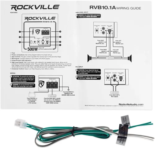 Miniatura 10 de Rockville RVB10.1A Subwoofer activo para automóvil de 10 pulgadas y 500 W con gabinete, amplificador de clase AB integrado, refuerzo de graves