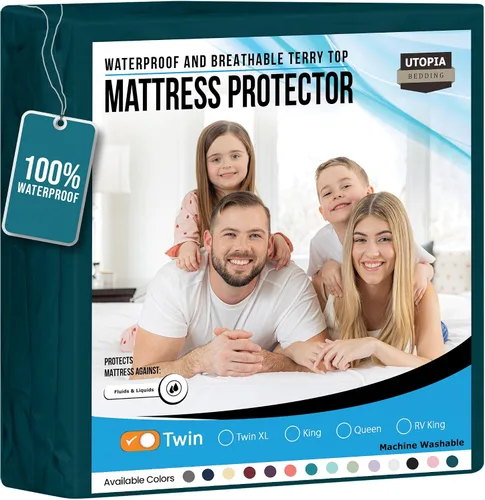 Miniatura 32 de Utopia Bedding – Protector impermeable de colchón tamaño individual, funda de colchón de terry premium de 200 GSM, transpirable, estilo ajustado