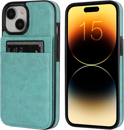 Miniatura 3 de KIHUWEY Compatible con estuche de billetera 15 con soporte para tarjeta de crédito, funda protectora de cuero premium con cierre magnético y soporte